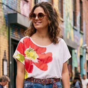 NWOT Desigual XL Modern Contemporsry Abtract Hibiscus Boxy T-Shirt